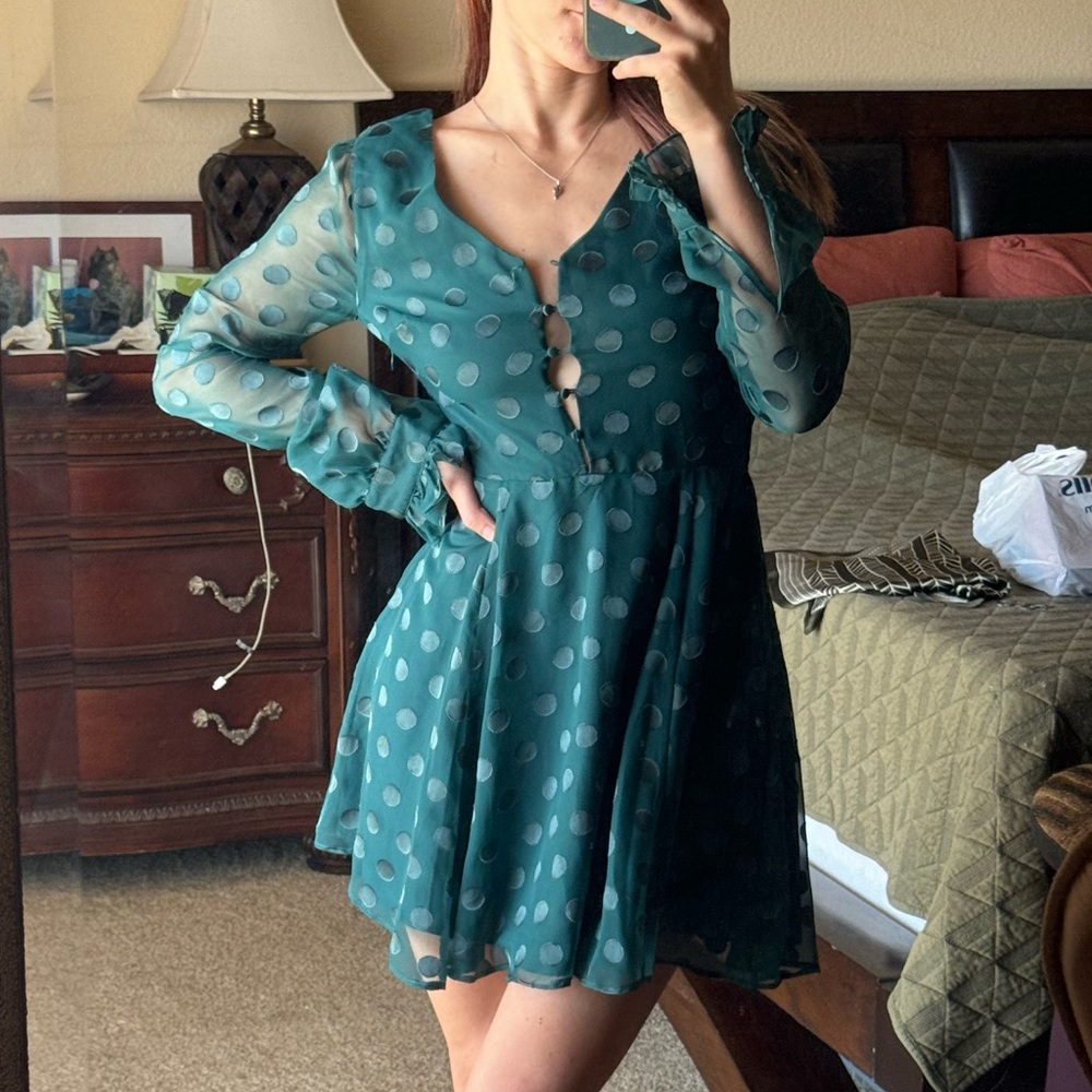 Emerald Polka Dot Dress